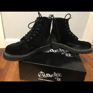 T.U.K Black Velvet Anarchic Boots